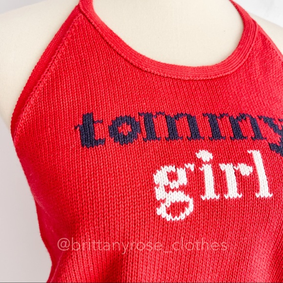 VINTAGE Y2K Tommy Jeans Tommy Girl Knit Halter Red White & Blue - Picture 3 of 7
